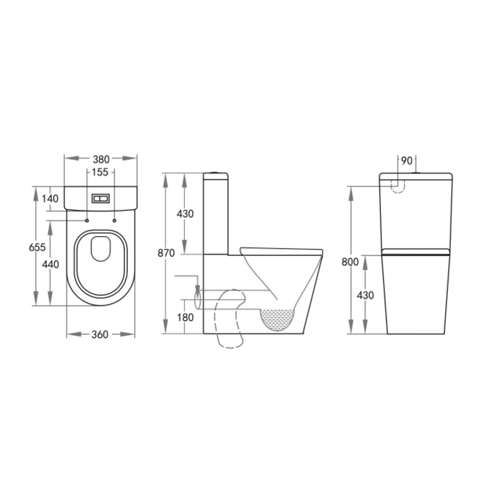 VITO ROLAND RIMLESS BACK-TO-WALL TOILET SUITE GLOSS WHITE