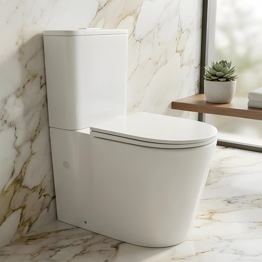 VITO ALORA RIMLESS BACK TO WALL TOILET SUITE GLOSS WHITE