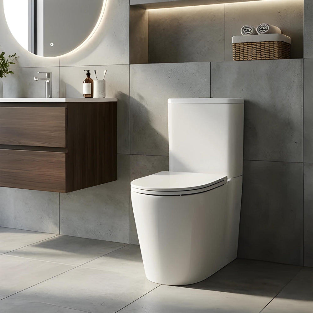 VITO ALORA RIMLESS BACK TO WALL TOILET SUITE GLOSS WHITE
