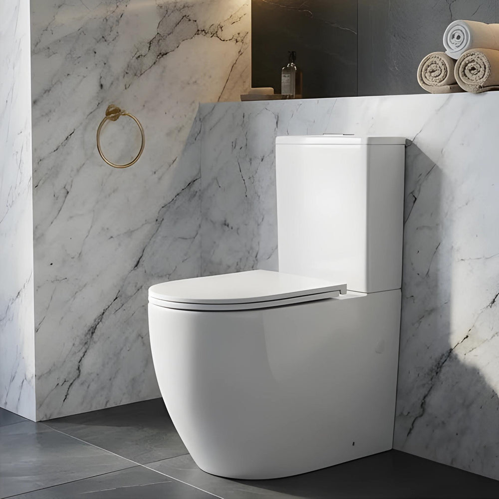VITO DUNE RIMLESS BACK TO WALL TOILET SUITE GLOSS WHITE