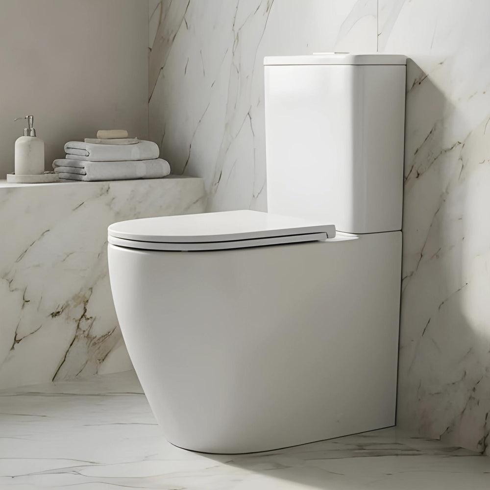 VITO NOVA RIMLESS BACK TO WALL TOILET SUITE GLOSS WHITE