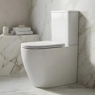 VITO NOVA RIMLESS BACK TO WALL TOILET SUITE GLOSS WHITE
