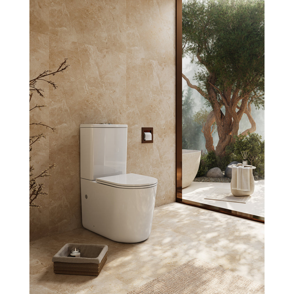 VITO MIRA RIMLESS BACK TO WALL TOILET SUITE GLOSS WHITE