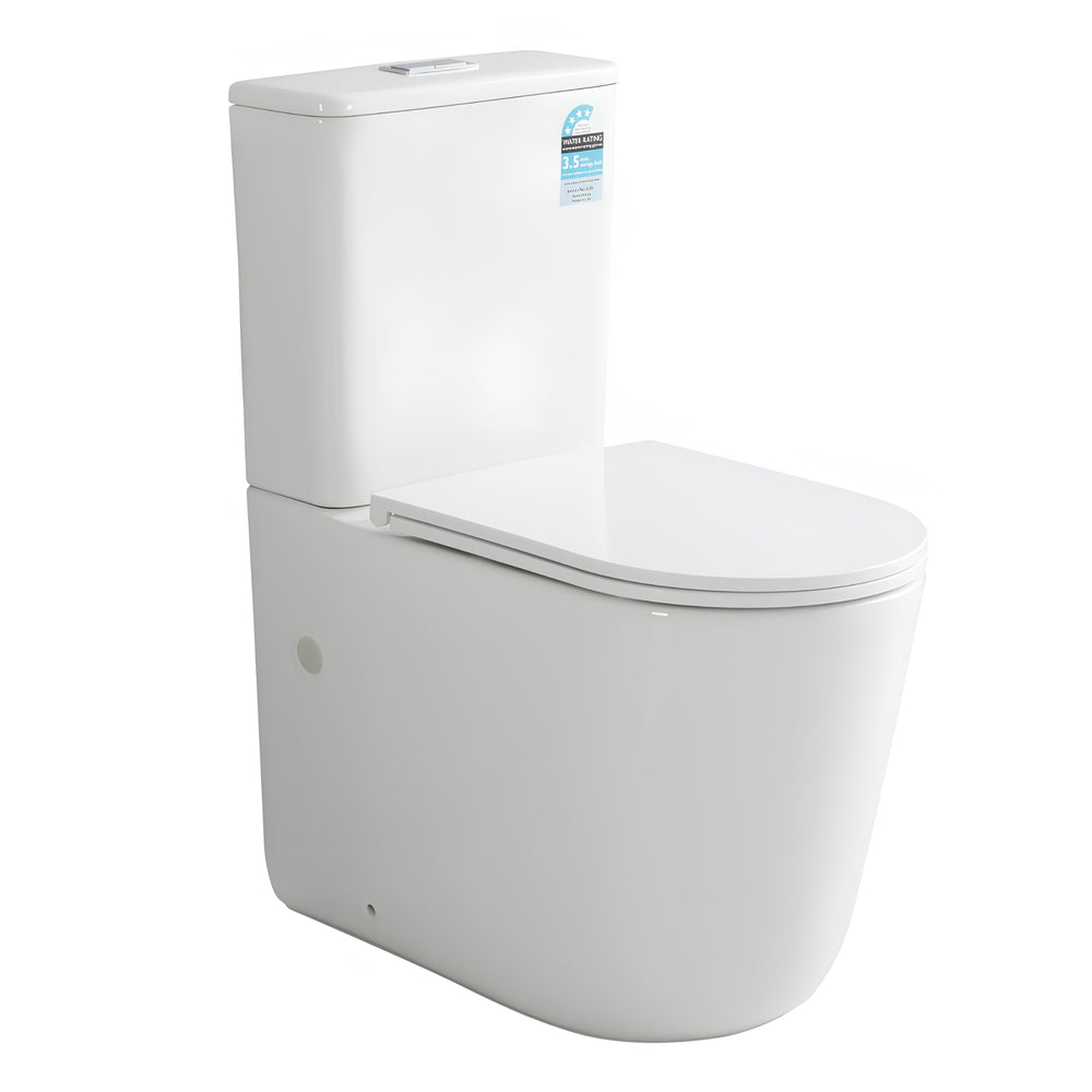 VITO MIRA RIMLESS BACK TO WALL TOILET SUITE GLOSS WHITE