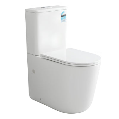 VITO MIRA RIMLESS BACK TO WALL TOILET SUITE GLOSS WHITE