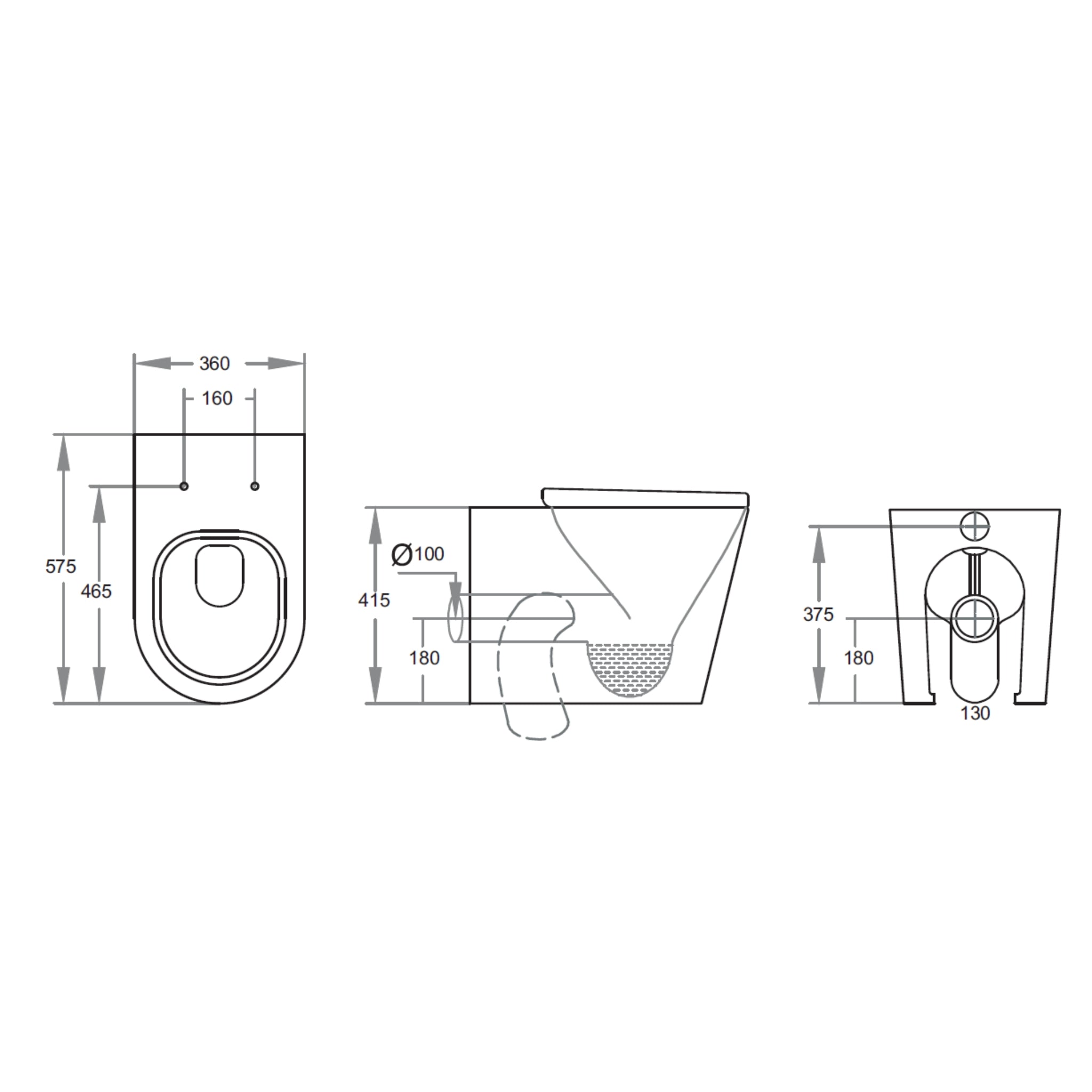 VITO JILL RIMLESS WALL FACED TOILET PAN MATTE WHITE