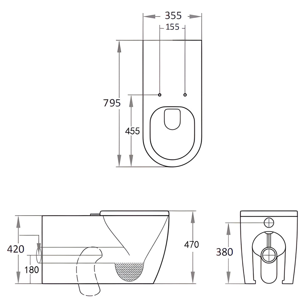 VITO EVIDA CARE WALL FACED TOILET PAN GLOSS WHITE WITH BLUE SEAT