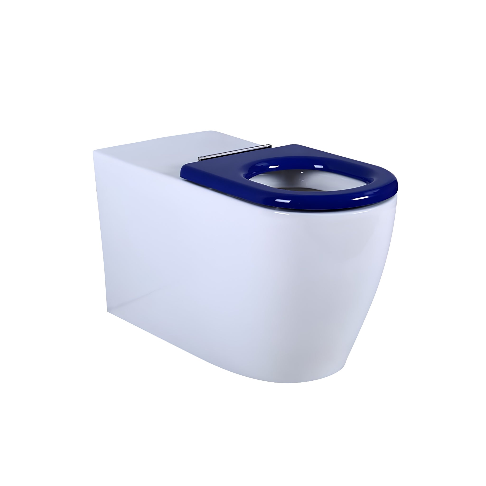 VITO EVIDA CARE WALL FACED TOILET PAN GLOSS WHITE WITH BLUE SEAT