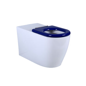 VITO EVIDA CARE WALL FACED TOILET PAN GLOSS WHITE WITH BLUE SEAT