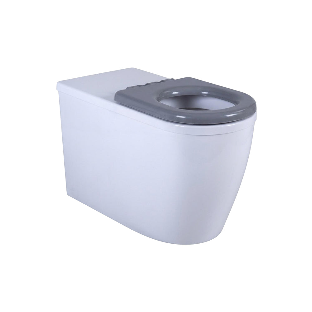 VITO EVIDA CARE WALL FACED TOILET PAN GLOSS WHITE WITH GREY SEAT
