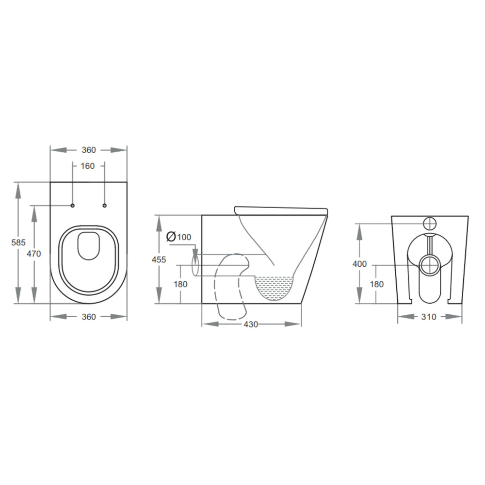 VITO SERENO RIMLESS WALL FACED TOILET PAN GLOSS WHITE