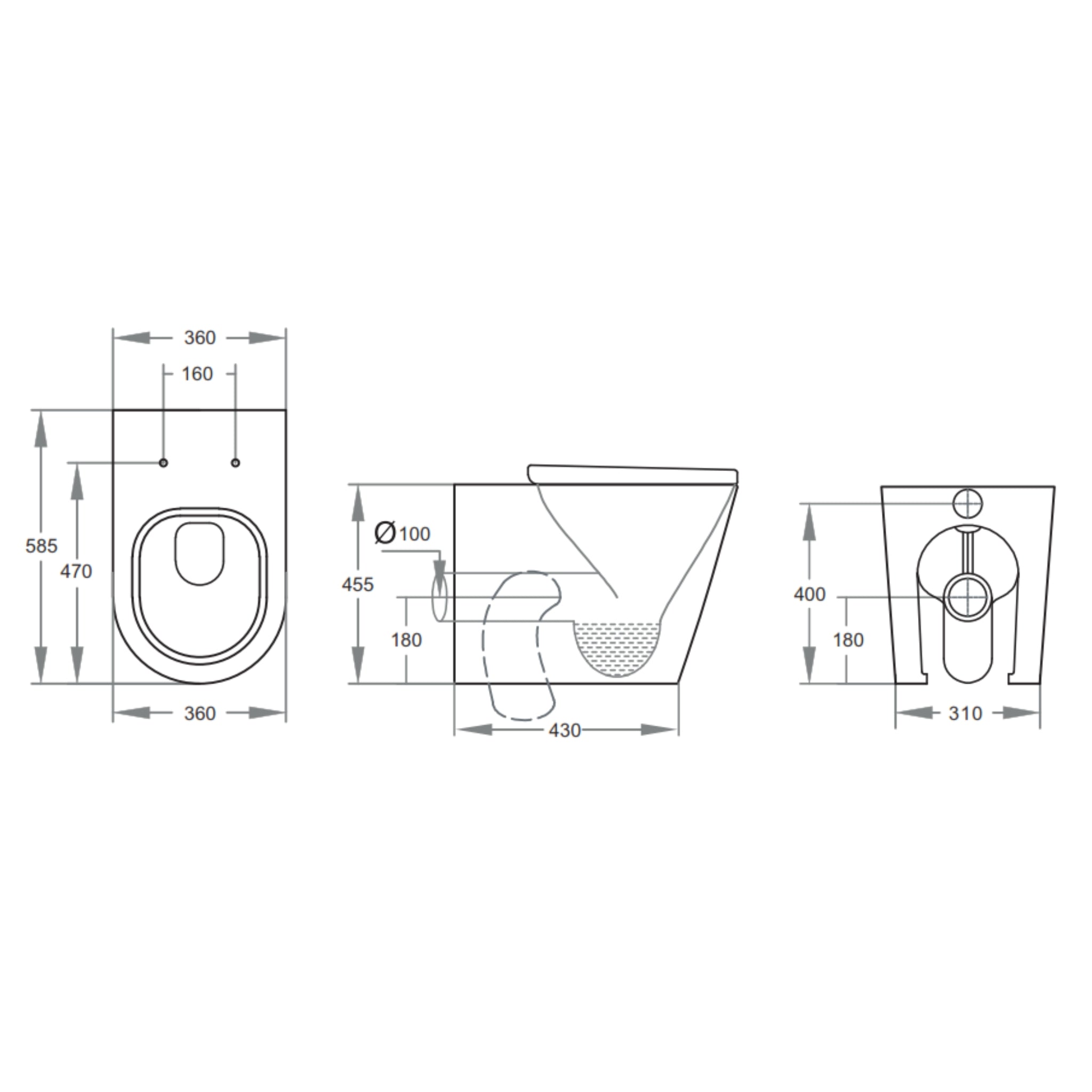 VITO SERENO RIMLESS WALL FACED TOILET PAN GLOSS WHITE