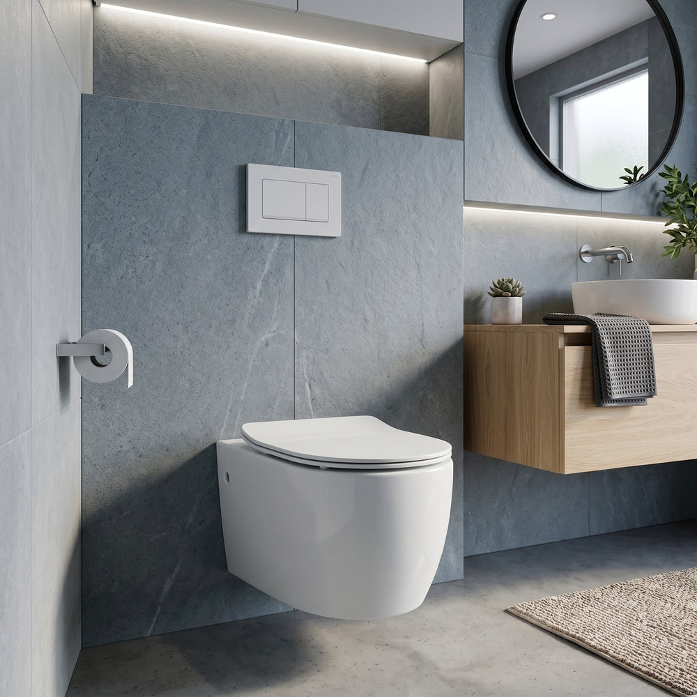 VITO AQUALIS RIMLESS WALL HUNG TOILET PAN GLOSS WHITE
