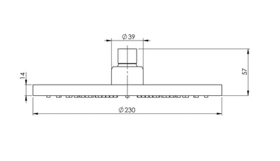 PHOENIX VIVID SHOWER ROSE ROUND 230MM BRUSHED GOLD