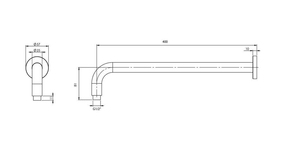 PHOENIX VIVID SHOWER ARM ROUND 400MM CHROME