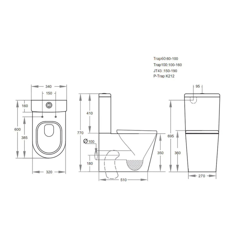 VITO KIMI JUNIOR BACK TO WALL TOILET SUITE GLOSS WHITE