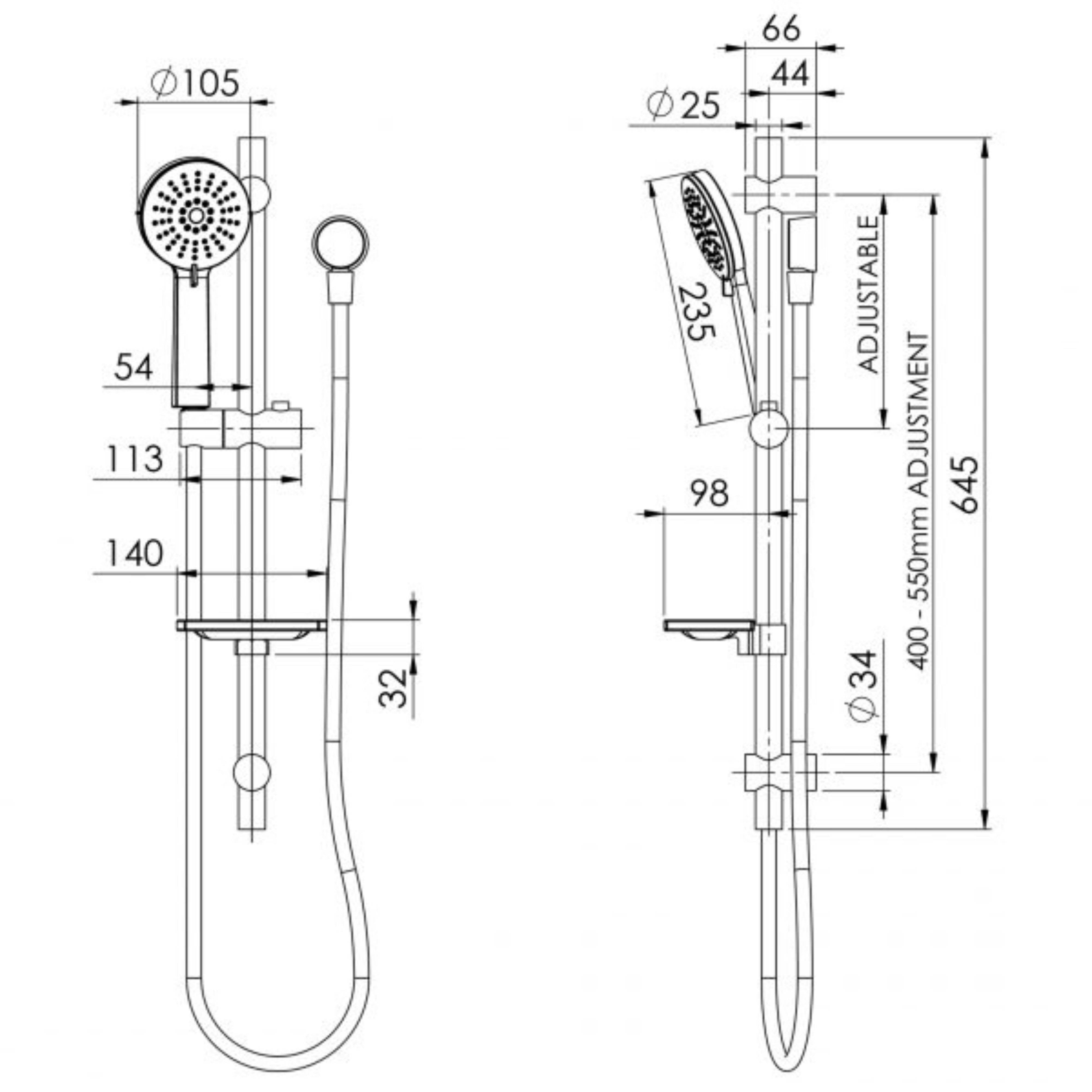 PHOENIX VIVID RAIL SHOWER BRUSHED CARBON