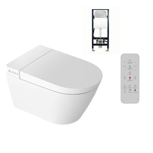 ZUMI NOVUS WALL HUNG SMART TOILET PACKAGE W/ INWALL CISTERN PUSH BUTTON AND REMOTE CONTROL (D-SHAPE) WHITE