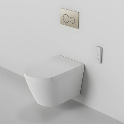 ZUMI NOVUS WALL HUNG SMART TOILET PACKAGE W/ INWALL CISTERN PUSH BUTTON AND REMOTE CONTROL (D-SHAPE) WHITE