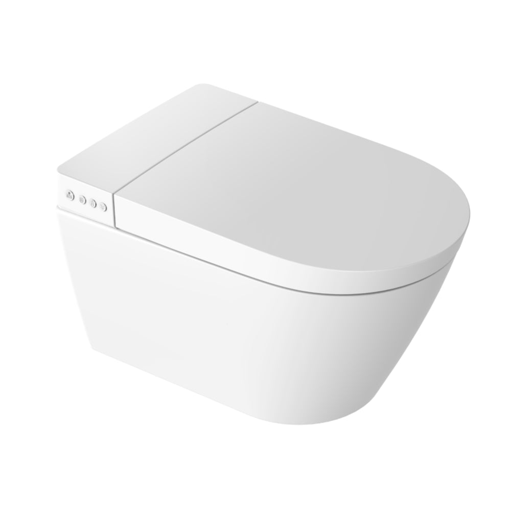 ZUMI NOVUS WALL HUNG SMART TOILET PACKAGE W/ INWALL CISTERN PUSH BUTTON AND REMOTE CONTROL (D-SHAPE) WHITE