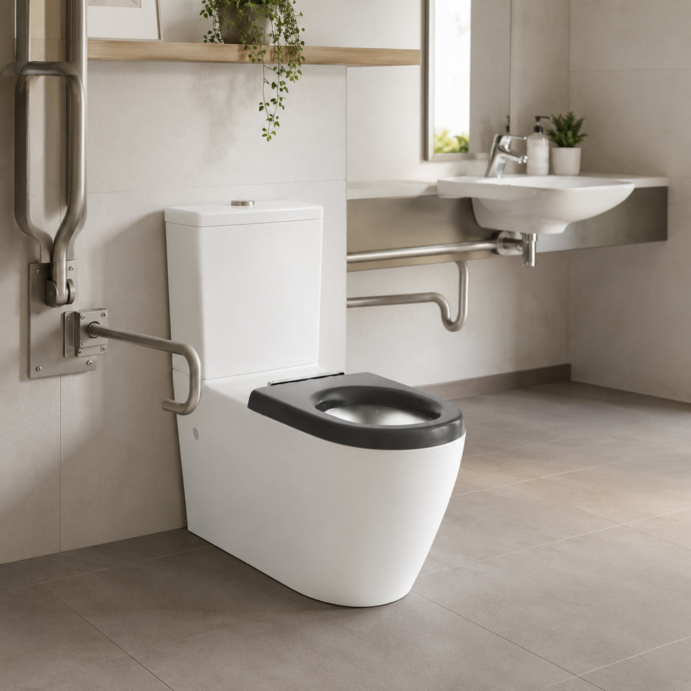 VITO CALIA DISABLE RIMLESS BACK TO WALL TOILET SUITE GLOSS WHITE