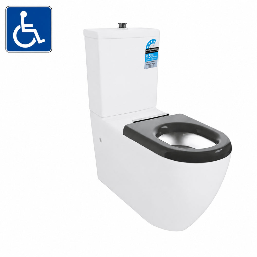 VITO CALIA DISABLE RIMLESS BACK TO WALL TOILET SUITE GLOSS WHITE