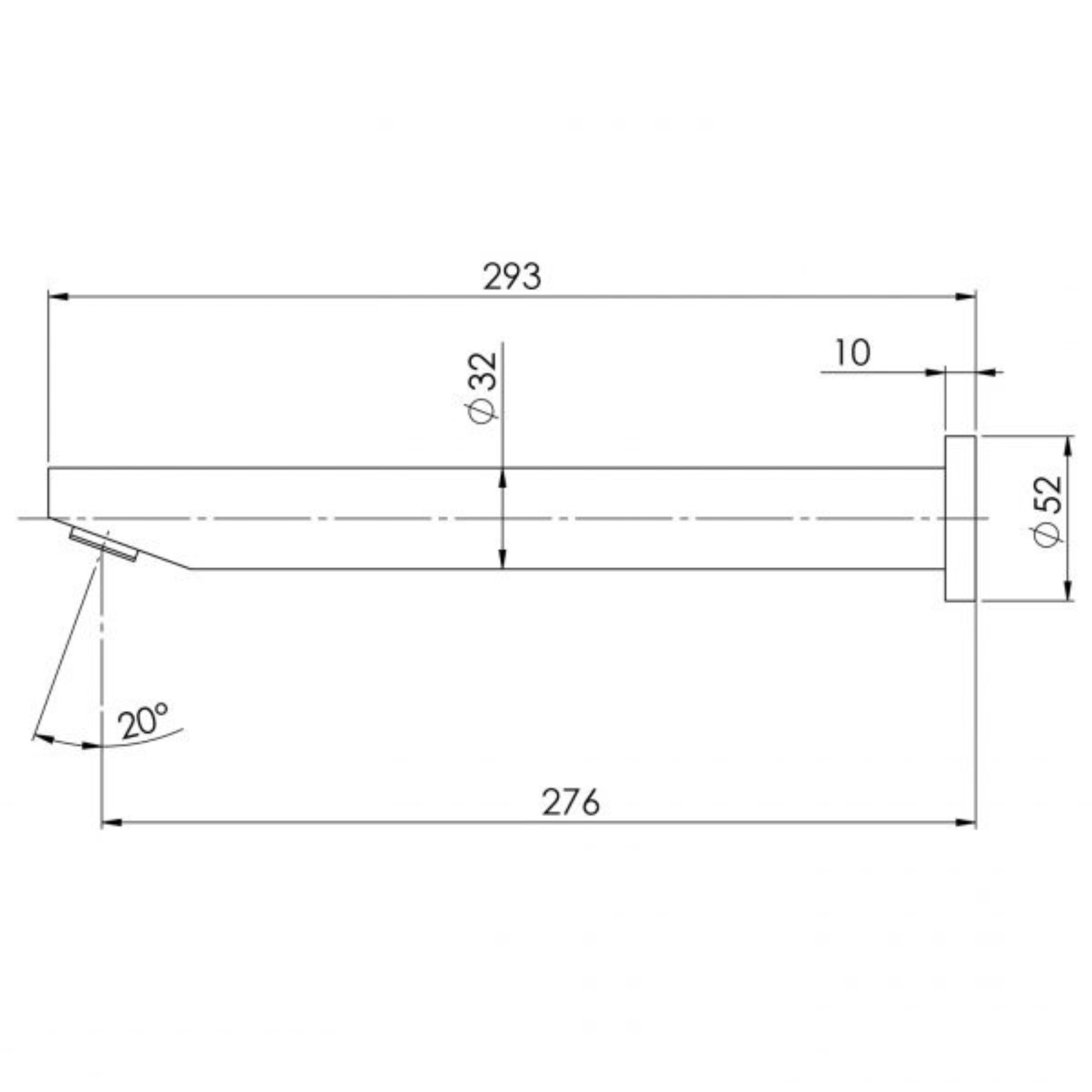 PHOENIX VIVID WALL BATH OUTLET ANGLED 300MM BRUSHED CARBON