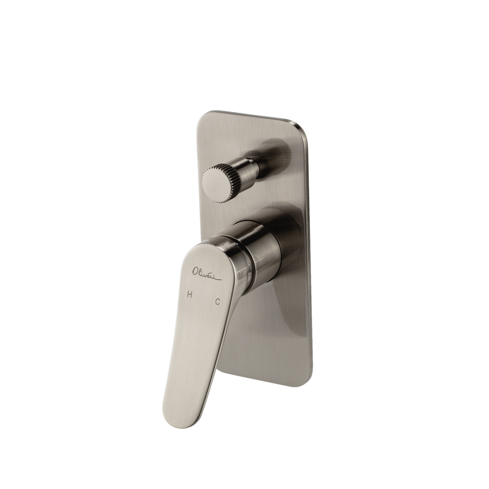 OLIVERI VERONA WALL MIXER WITH DIVERTER 180MM BRUSHED NICKEL