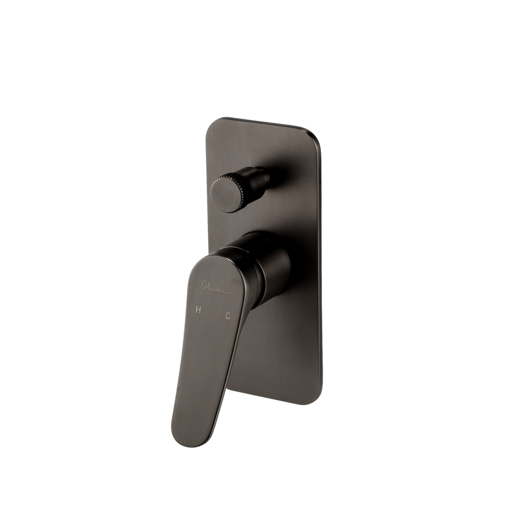 OLIVERI VERONA WALL MIXER WITH DIVERTER 180MM GUN METAL