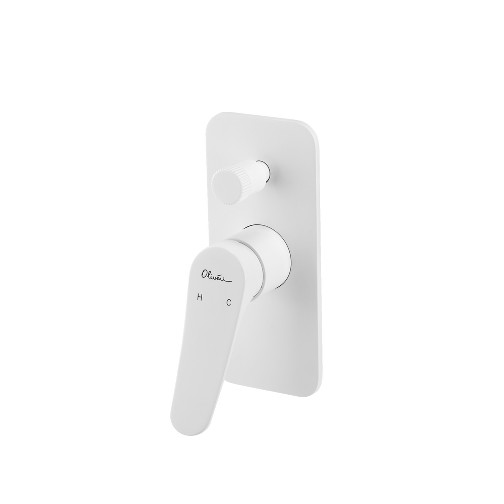 OLIVERI VERONA WALL MIXER WITH DIVERTER 180MM WHITE