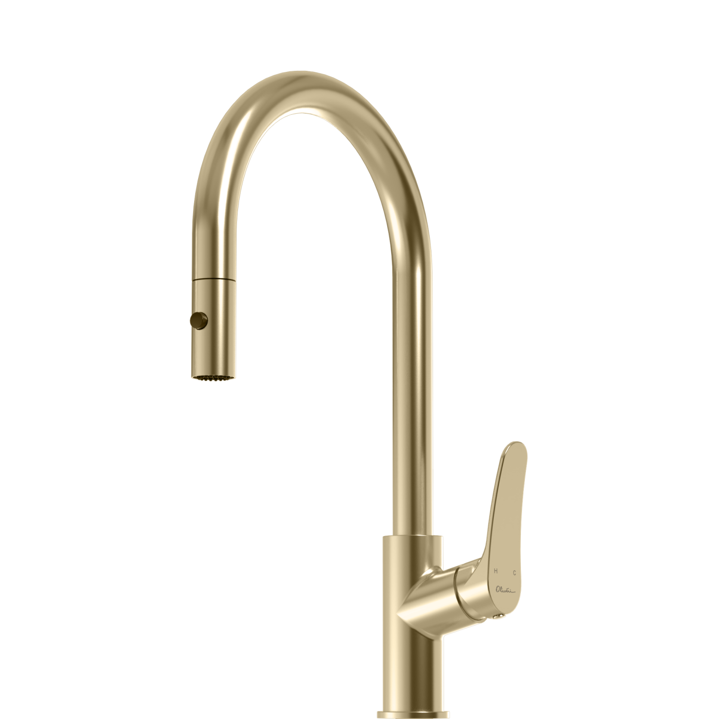 OLIVERI VERONA LEAD FREE PULL OUT GOOSE NECK SPRAY MIXER 431MM CLASSIC GOLD