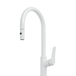 OLIVERI VERONA PULL OUT GOOSE NECK SPRAY MIXER 431MM WHITE
