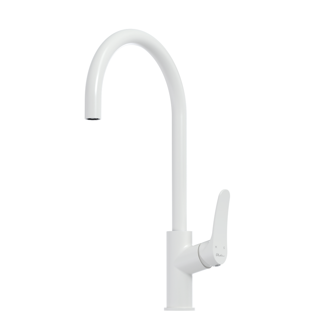 OLIVERI VERONA LEAD FREE GOOSE NECK MIXER 431MM WHITE