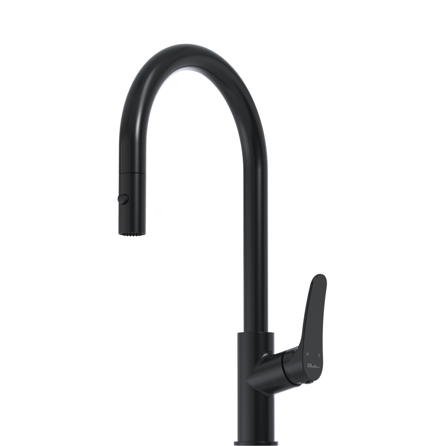 OLIVERI VERONA LEAD FREE PULL OUT GOOSE NECK SPRAY MIXER 431MM MATTE BLACK