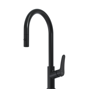 OLIVERI VERONA PULL OUT GOOSE NECK SPRAY MIXER 431MM MATTE BLACK