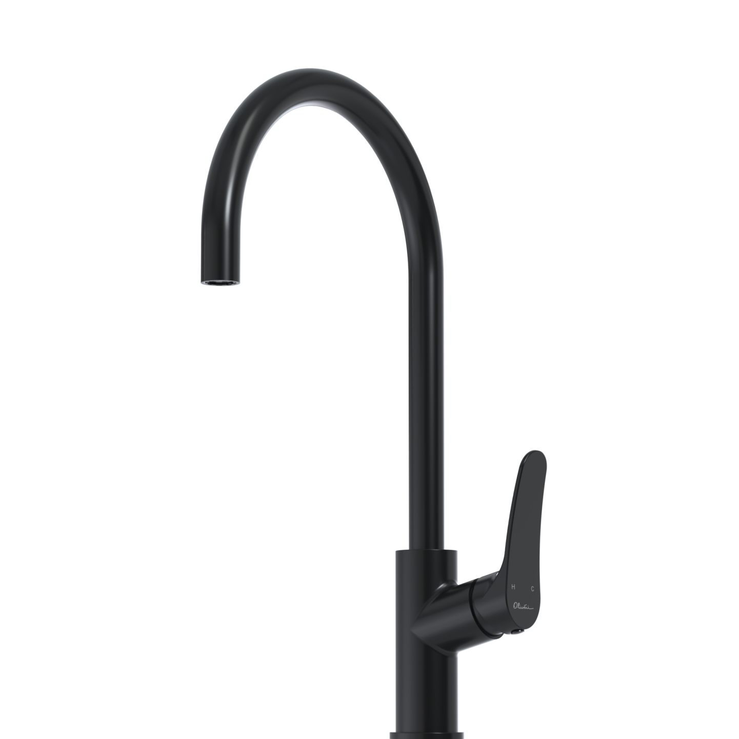 OLIVERI VERONA LEAD FREE GOOSE NECK MIXER 431MM MATTE BLACK