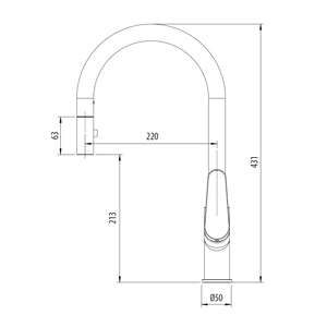 OLIVERI VERONA PULL OUT GOOSE NECK SPRAY MIXER 431MM BRUSHED NICKEL