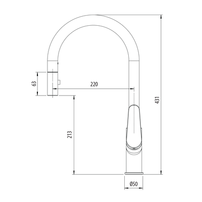 OLIVERI VERONA LEAD FREE PULL OUT GOOSE NECK SPRAY MIXER 431MM GUN METAL