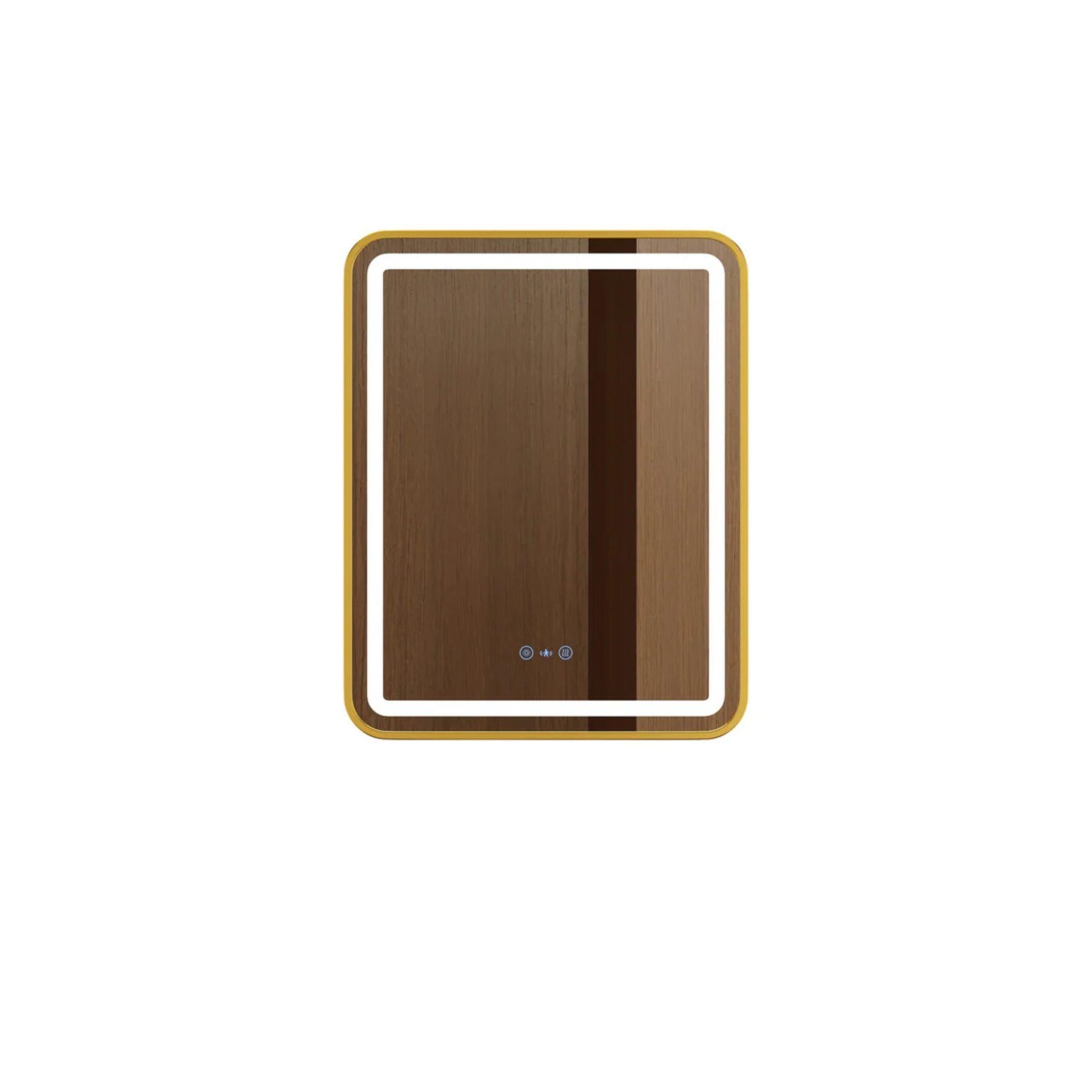 MERCIO VENUS FRAMED RECTANGULAR LED MIRROR BRUSHED GOLD 600X750MM