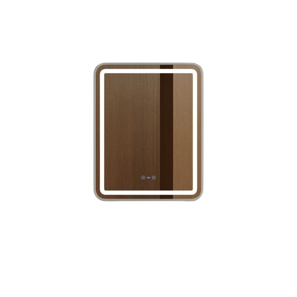 MERCIO VENUS FRAMED RECTANGULAR LED MIRROR BRUSHED NICKEL 600X750MM