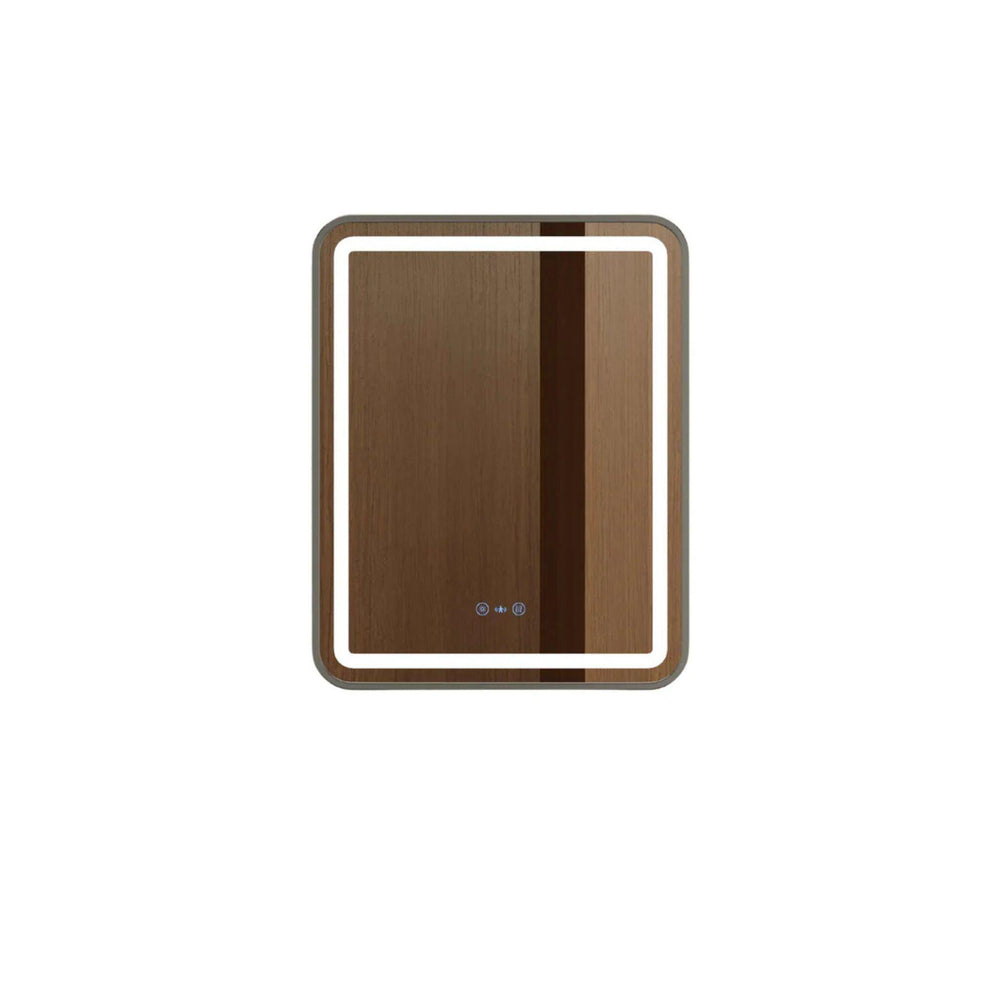 MERCIO VENUS FRAMED RECTANGULAR LED MIRROR GUN METAL 600X750MM