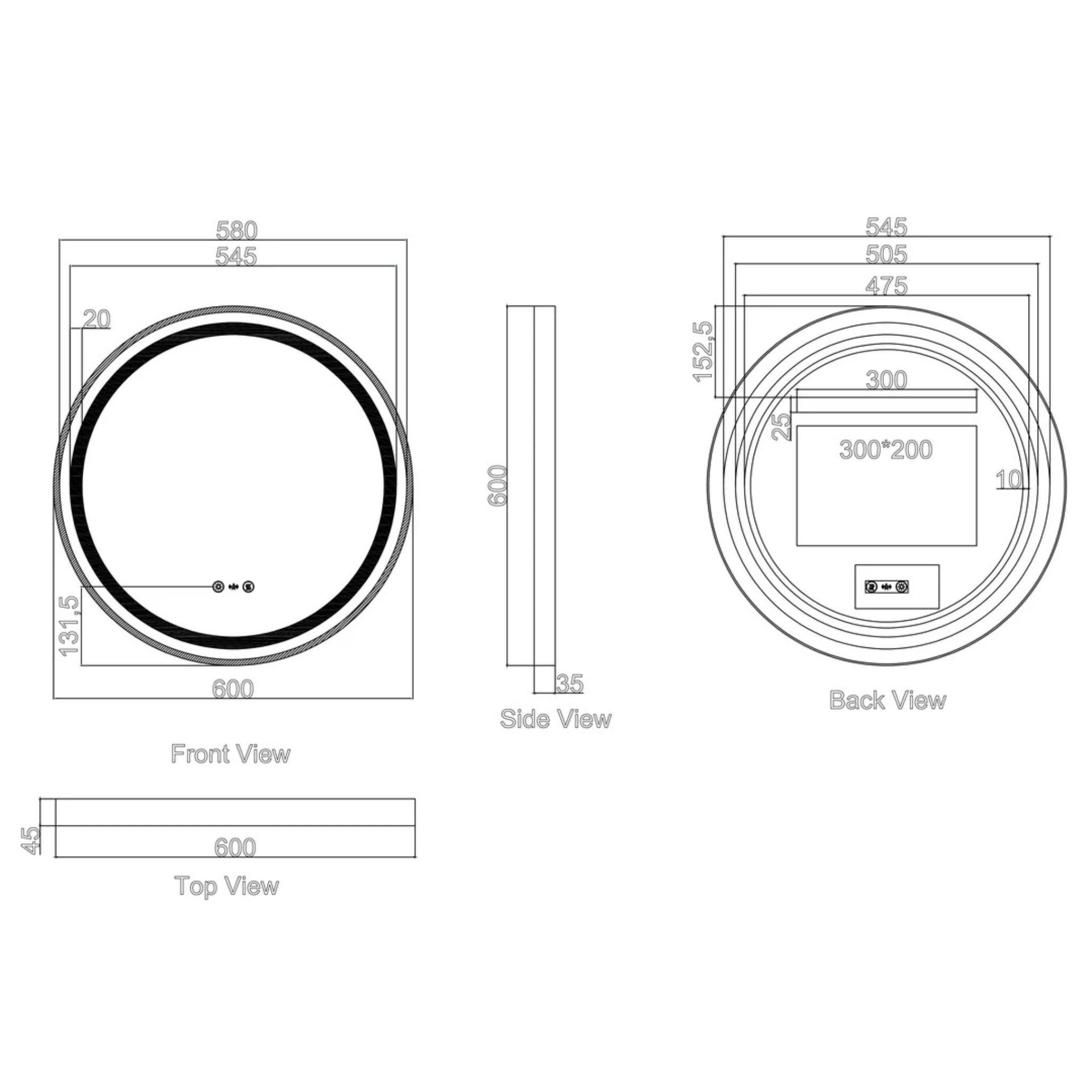 MERCIO VENUS FRAMED ROUND LED MIRROR BRUSHED GOLD 600X600MM