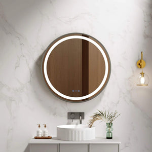 MERCIO VENUS FRAMED ROUND LED MIRROR GUN METAL 600X600MM