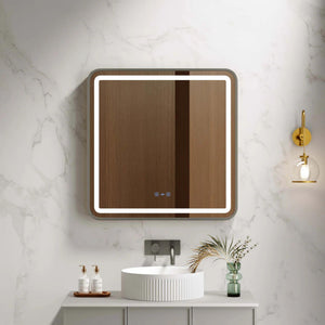 MERCIO VENUS FRAMED RECTANGULAR LED MIRROR GUN METAL 750X900MM