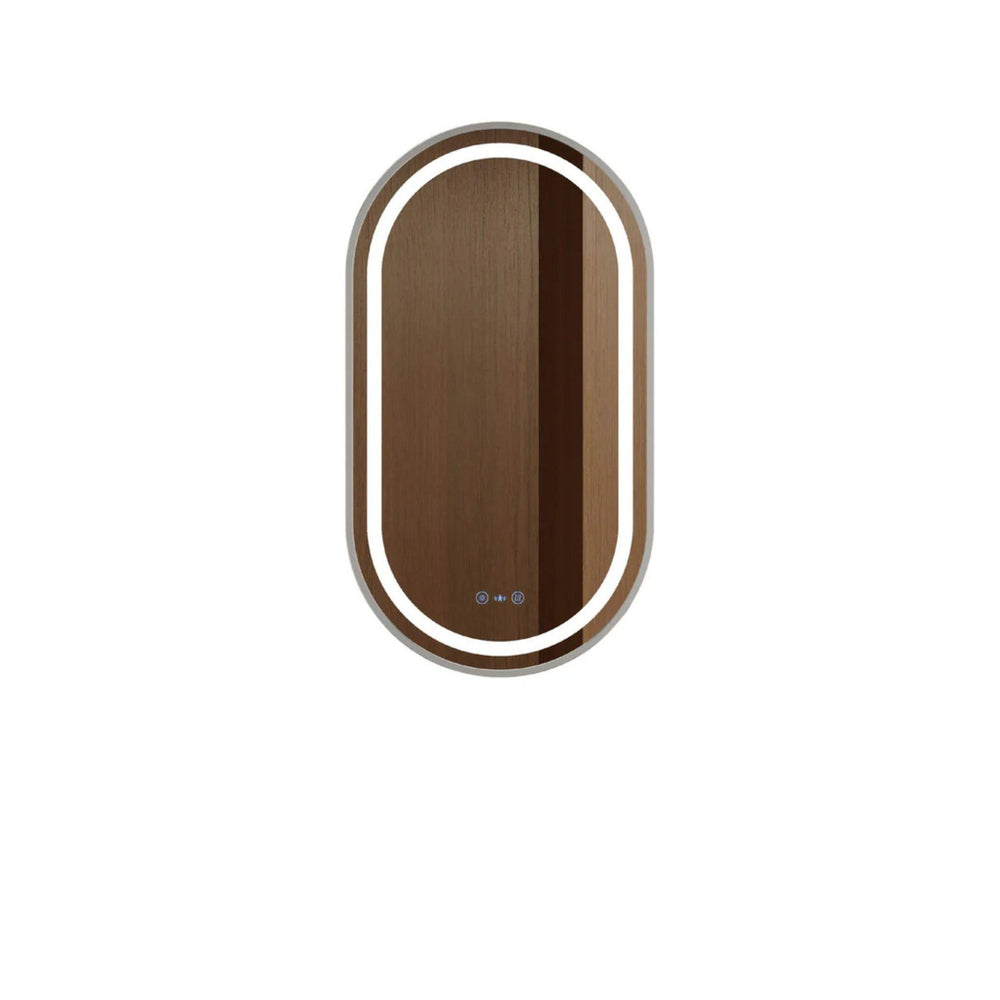 MERCIO VENUS FRAMED OVAL LED MIRROR BRUSHED NICKEL 500X900MM