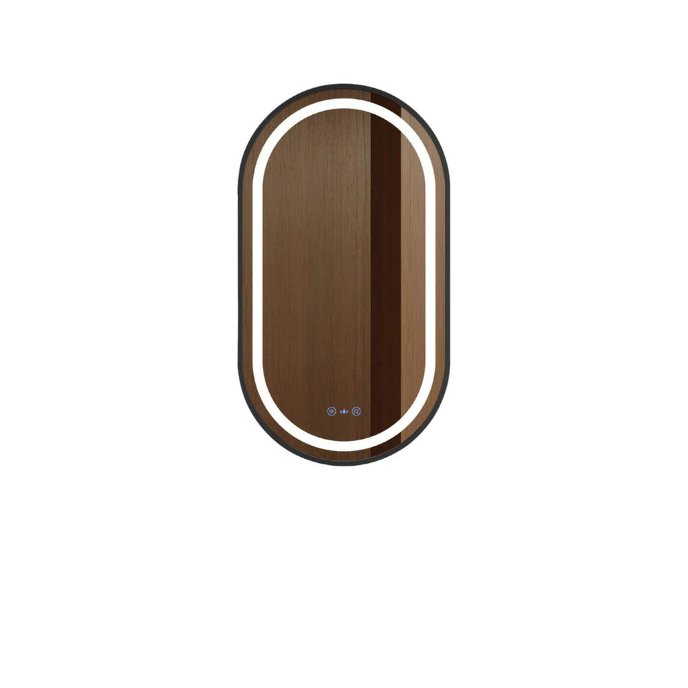MERCIO VENUS FRAMED OVAL LED MIRROR MATTE BLACK 500X900MM