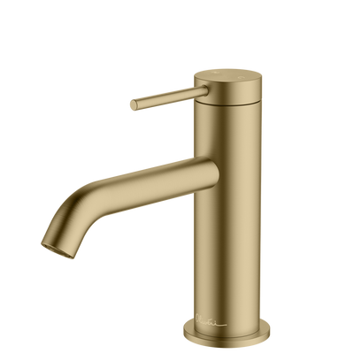 OLIVERI VENICE LEAD FREE CURVED BASIN MIXER 153MM CLASSIC GOLD