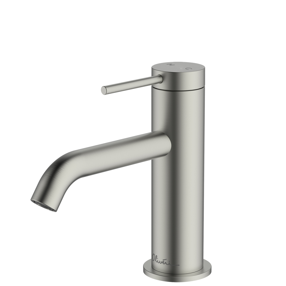 OLIVERI VENICE LEAD FREE CURVED BASIN MIXER 153MM BRUSHED NICKEL