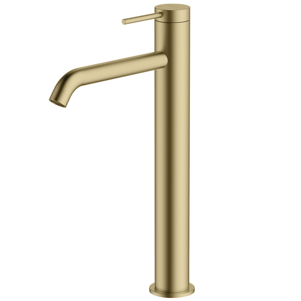 OLIVERI VENICE CURVED TALL BASIN MIXER 318MM CLASSIC GOLD