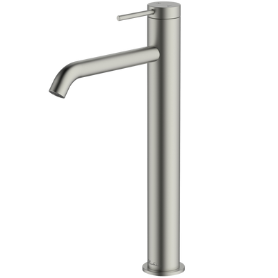 OLIVERI VENICE LEAD FREE CURVED TOWER BASIN MIXER 318MM BRUSHED NICKEL